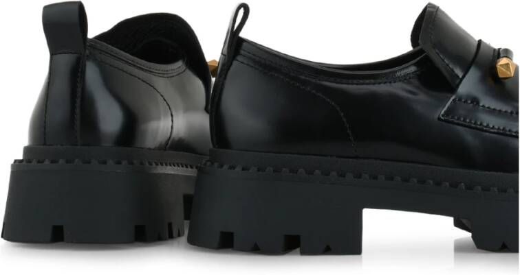 Ash Zwarte Leren Jack Combo Loafer Black Dames