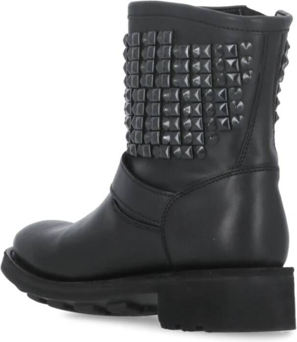 Ash Zwarte Leren Laarzen met Studs Black Dames