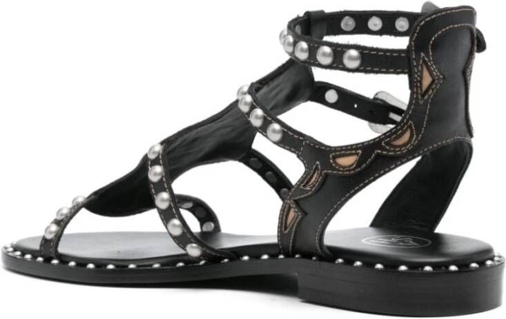 Ash Zwarte Leren Sandalen met Studs Black Dames