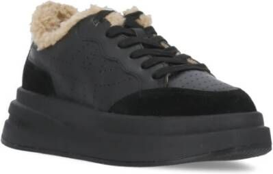 Ash Zwarte Leren Sneakers met Geperforeerde Details Black Dames