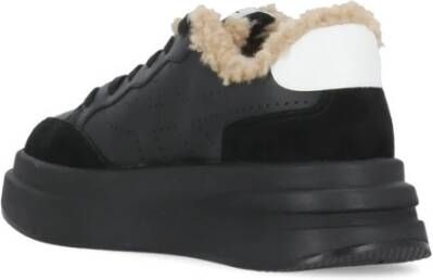 Ash Zwarte Leren Sneakers met Geperforeerde Details Black Dames