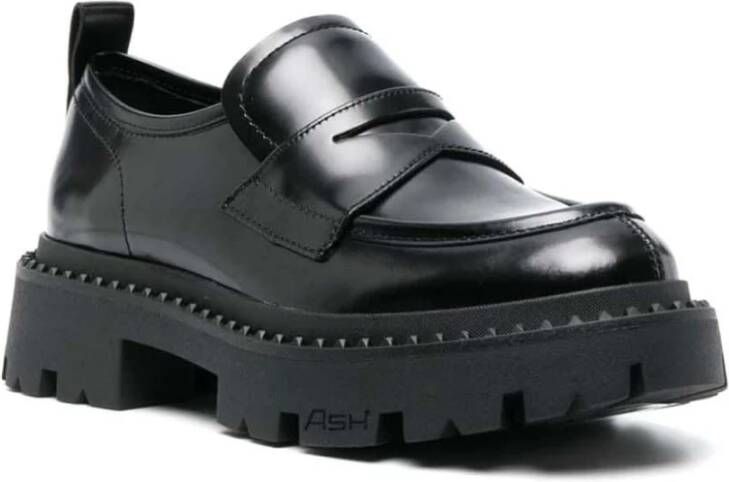 Ash Zwarte Leren Stud Combo Loafer Black Dames