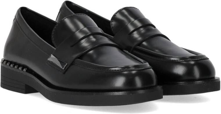 Ash Zwarte leren studs loafer Black Dames