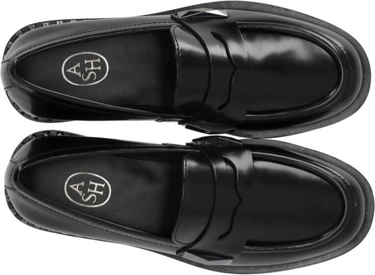 Ash Zwarte leren studs loafer Black Dames