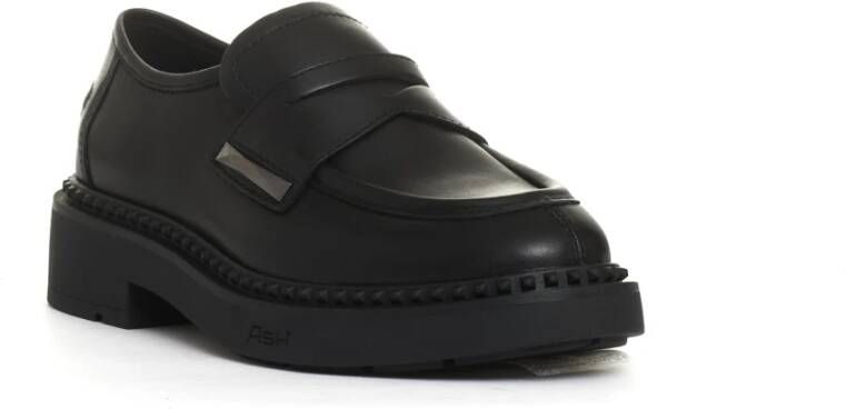 Ash Zwarte leren studs mocassin schoen Black Dames