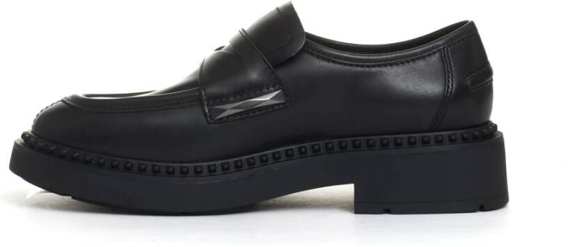 Ash Zwarte leren studs mocassin schoen Black Dames