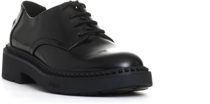 Ash Zwarte Leren Veterschoenen Black Dames