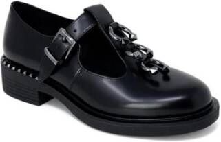 Ash Zwarte Leren Veterschoenen Black Dames