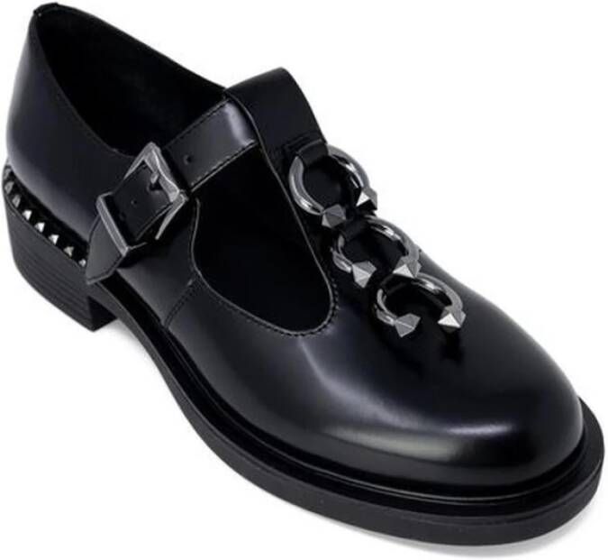 Ash Zwarte Leren Veterschoenen Black Dames