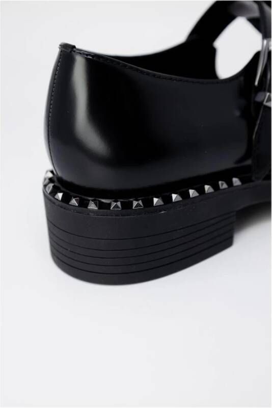 Ash Zwarte Leren Veterschoenen Black Dames