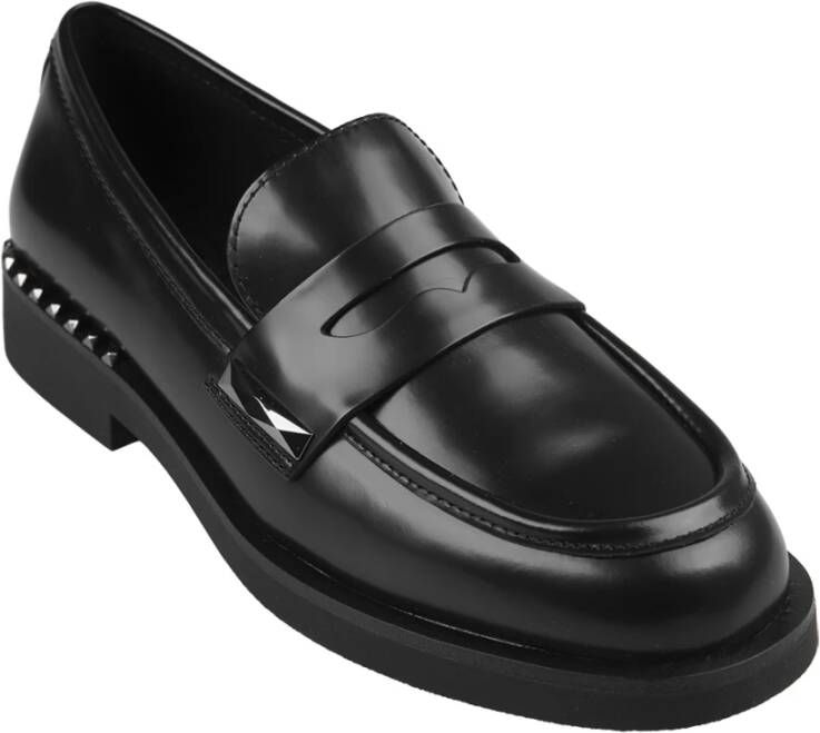 Ash Zwarte Studs Loafers Rubberen Zool Black Dames