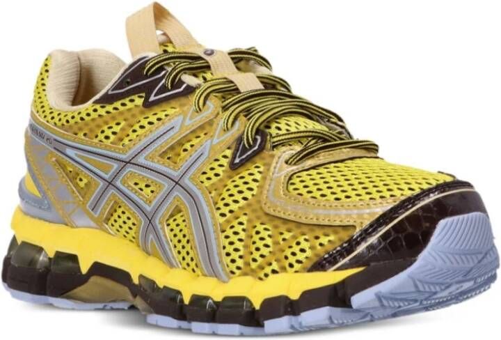 ASICS Gele Mesh Sneakers met Zilveren Accenten Yellow Dames