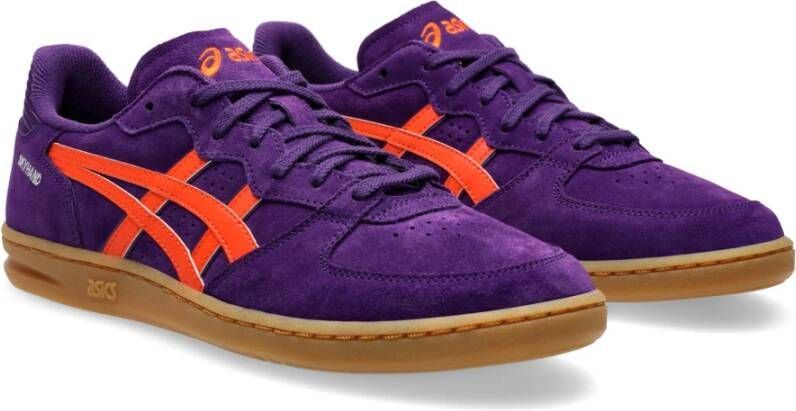 ASICS Paarse platte schoenen met leren bovenwerk Purple Heren