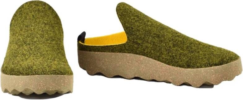 Asportuguesas Wollen Sabot Schoenen met Rubberen Zool Green Dames