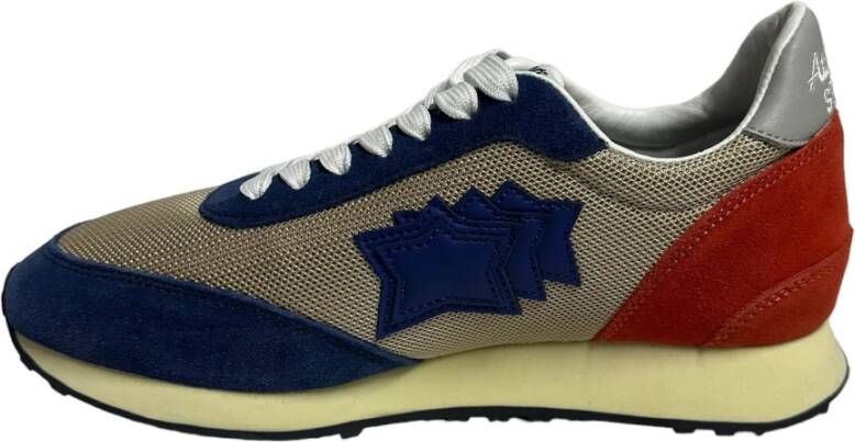 Atlantic stars Beige Canvas Lage Sneaker Blauw Suède Multicolor Heren