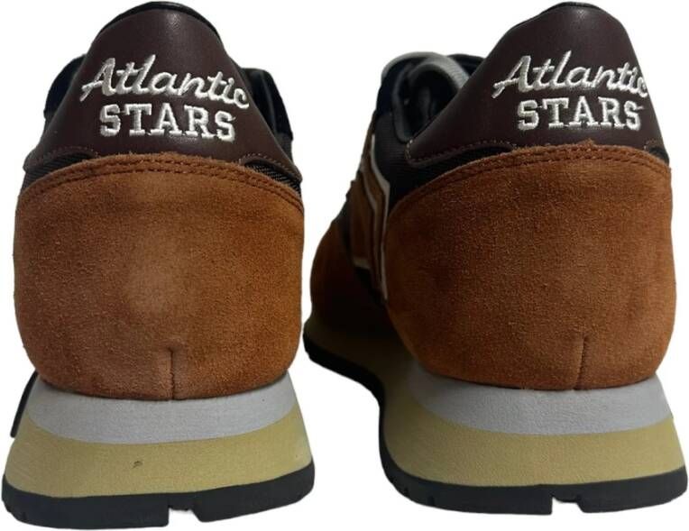 atlantic stars Bruine canvas lage sneaker met donkeroranje suède details Brown Heren