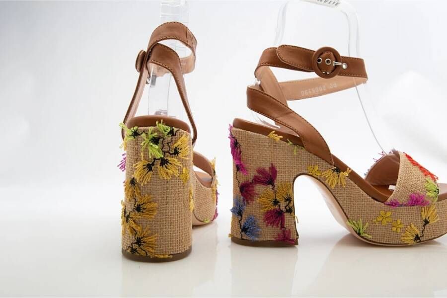 Attilio Giusti Bloemen Raffia Sandaal Multicolor Dames