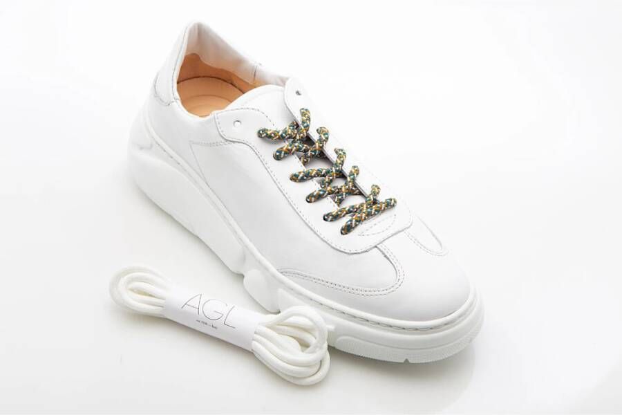 Attilio Giusti Witte-IJs Sneaker met Multikleurige Veters White Dames