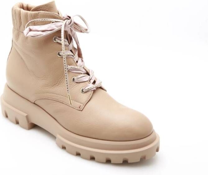 Attilio Giusti Military-Geïnspireerde Kamelenleren Laarzen Beige Dames