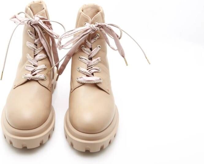 Attilio Giusti Military-Geïnspireerde Kamelenleren Laarzen Beige Dames