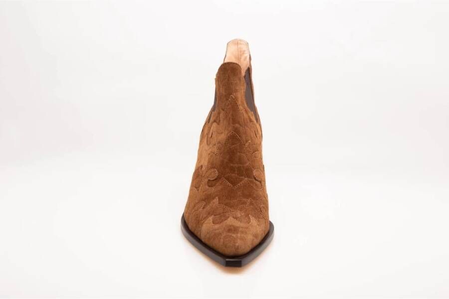 Attilio Giusti Western Style Cognac Suede Enkellaars Brown Dames