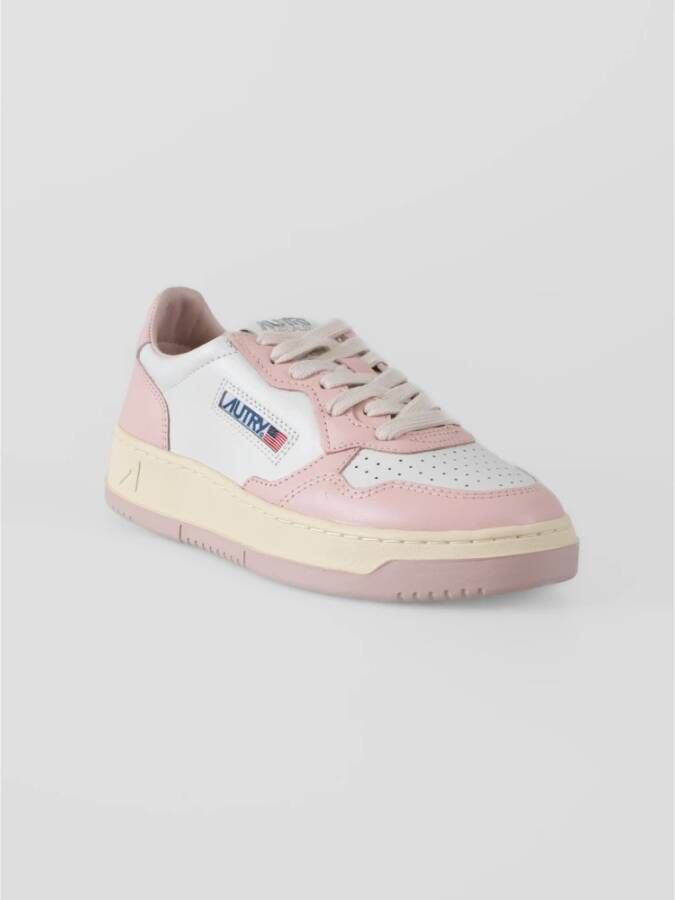 Autry Beige en witte leren sneakers Pink Dames