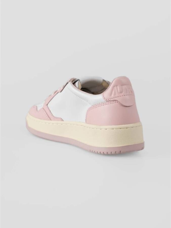 Autry Beige en witte leren sneakers Pink Dames