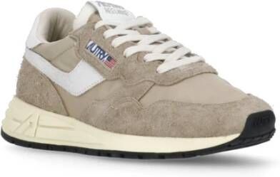 Autry Beige Leren Sneakers met Logodetails Beige Dames