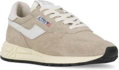 Autry Beige Leren Sneakers met Suède Inzetstukken Beige Dames