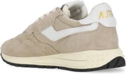 Autry Beige Leren Sneakers met Suède Inzetstukken Beige Dames