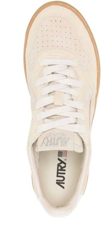 Autry Beige Suède Color-Block Sneakers Beige Dames