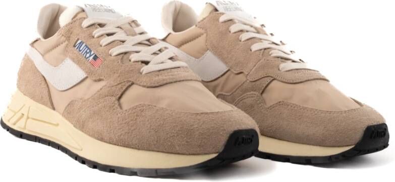 Autry Bruine Sneakers met Beige en Witte Accenten Brown Heren