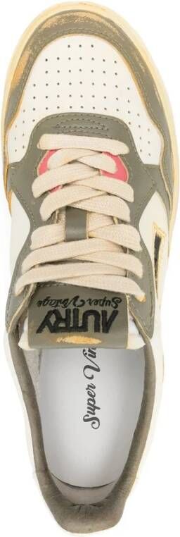 Autry Beige Veterschoenen met Logo Patch Multicolor Dames