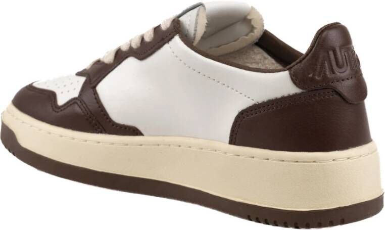 Autry Bicolor leren sneakers met logo Brown Dames