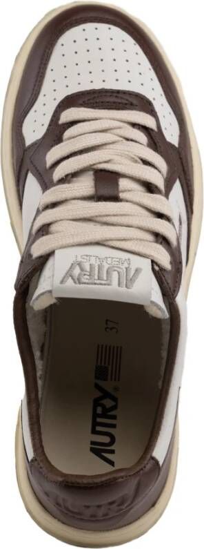 Autry Bicolor leren sneakers met logo Brown Dames