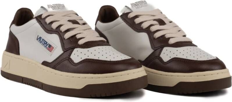 Autry Bicolor leren sneakers met logo Brown Dames