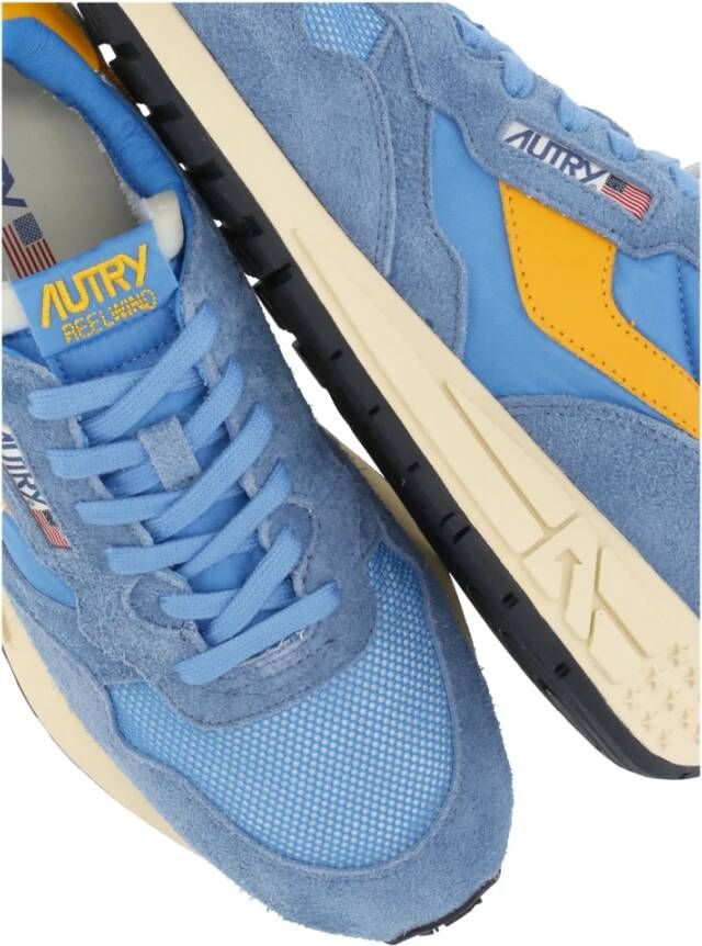 Autry Blauwe Suède Stoffen Sneakers Ronde Neus Blue Heren