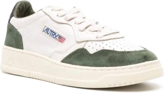 Autry Bosgroene Leren Sneakers White Dames