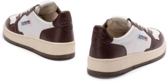 Autry Bruin Leren Sneakers Paneelontwerp Brown Heren