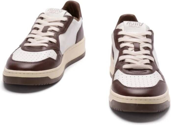 Autry Bruin Leren Sneakers Paneelontwerp Brown Heren