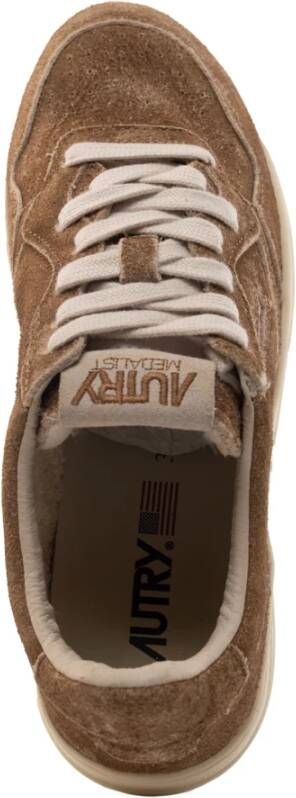 Autry Bruin Texas Medalist Low Suède Sneakers Beige Dames