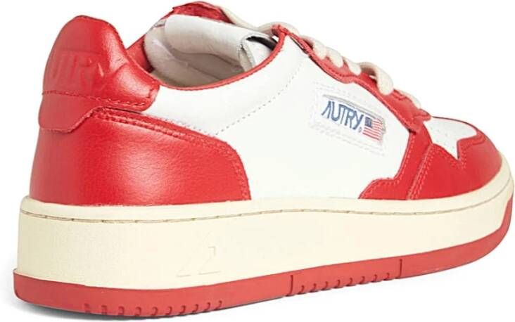 Autry Vintage lage leren sneakers met Amerikaanse vlag detail Rood