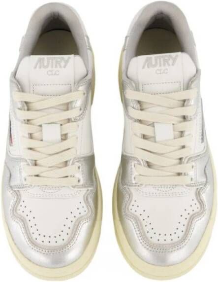 Autry CLC LOW Sneakers Zilver Leer en Suède White Heren