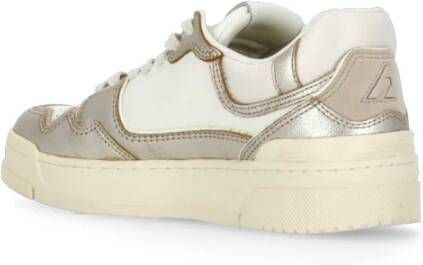 Autry Gouden leren sneakers met zilveren details Yellow Dames