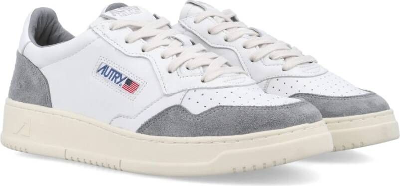 Autry Grijze Leren Sneakers met Borduurdetails White Heren