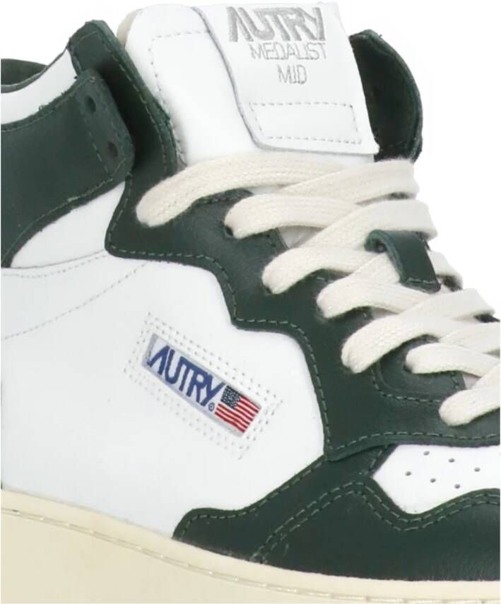 Autry Groene leren hoge sneakers Green Dames