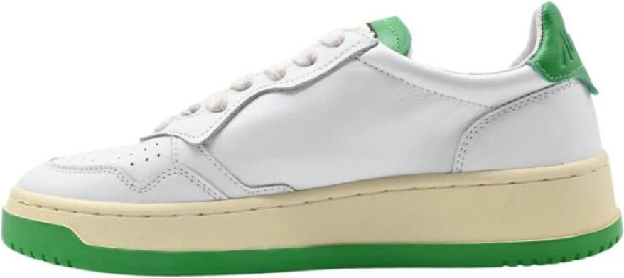 Autry Groene Leren Logo Sneakers White Dames