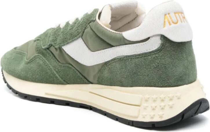 Autry Groene leren sneakers met nylon en suède Green Heren