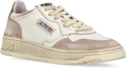 Autry Ivoor Leren Sneakers met Logodetails Beige Dames