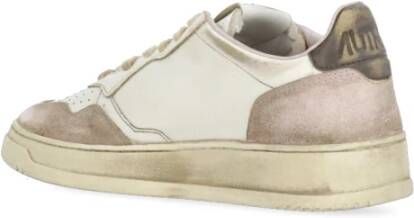 Autry Ivoor Leren Sneakers met Logodetails Beige Dames